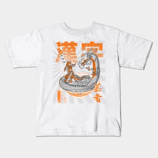 Samurai vs Dragon over ramen Kids T-Shirt